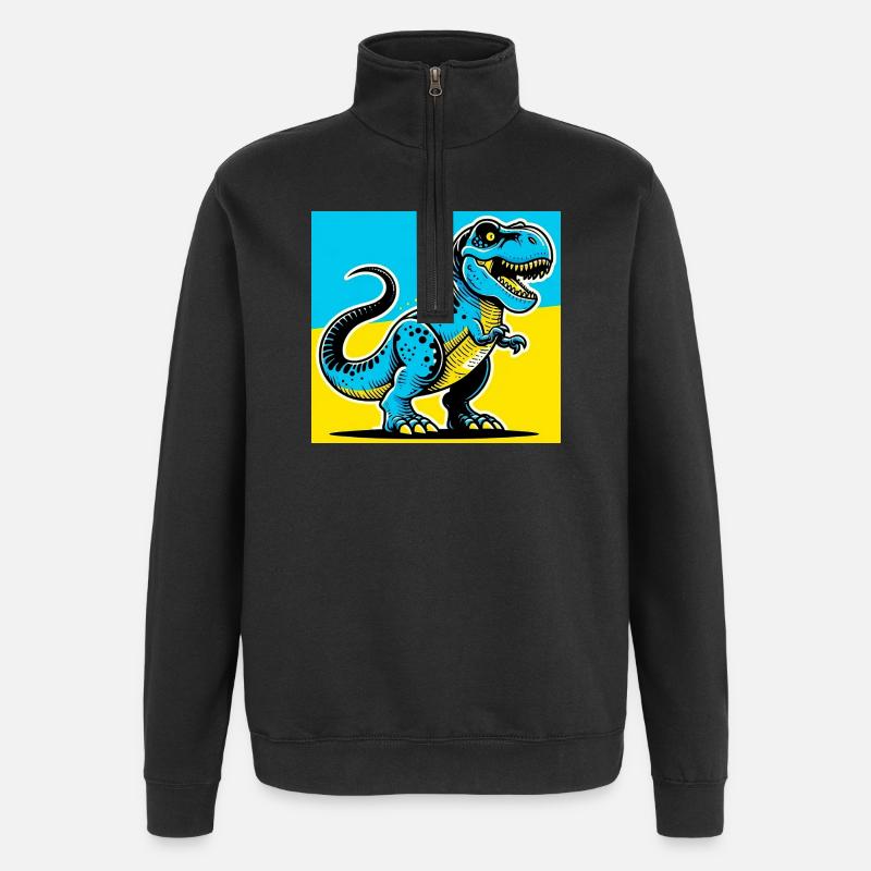 dinosaure - Sweat à zip 1/4 - noir