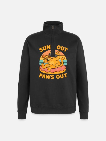 Sommer Katze - Quarter-Zip-Sweatshirt - Schwarz