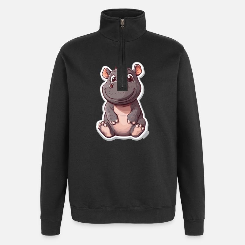 Hippopotame - Sweat à zip 1/4 - noir