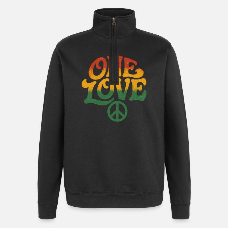 Frieden und Liebe Rasta-Design - Quarter-Zip-Sweatshirt - Schwarz