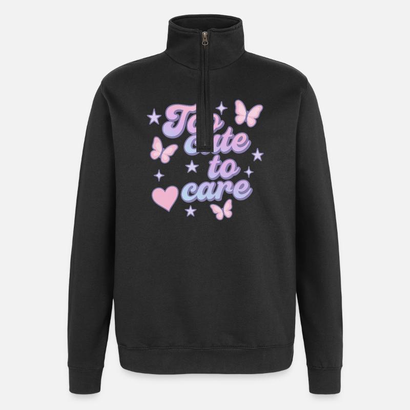 trop mignon pour s’en soucier - Sweat à zip 1/4 - noir