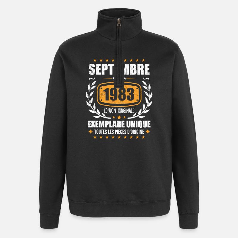 September 1983 Unikat - September 1983 - Quarter-Zip-Sweatshirt - Schwarz