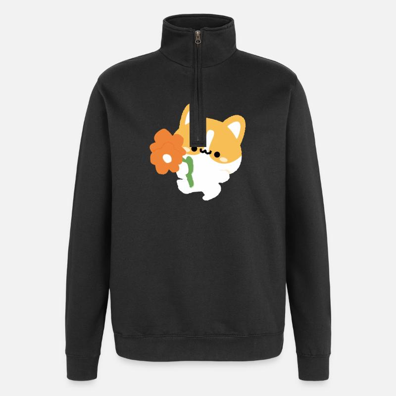 Romantischer Corgi - Quarter-Zip-Sweatshirt - Schwarz