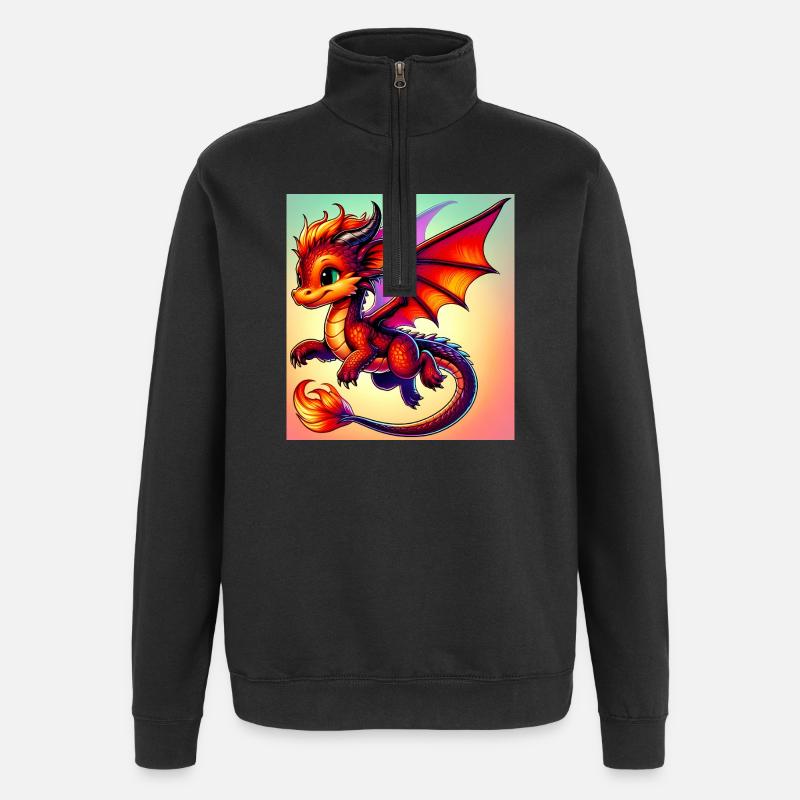 Drache - Quarter-Zip-Sweatshirt - Schwarz