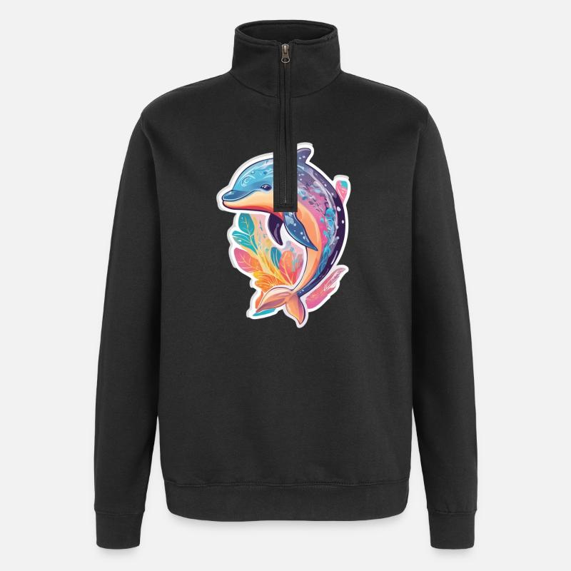 Delfin - Quarter-Zip-Sweatshirt - Schwarz