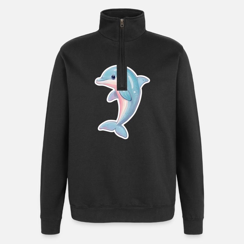 Delfin - Quarter-Zip-Sweatshirt - Schwarz