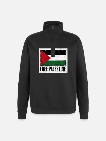 Freedom for Palestine Flag Design - Quarter-Zip Sweatshirt - black