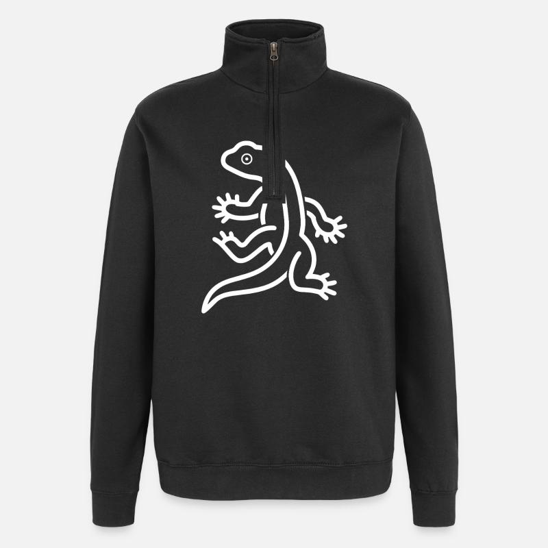 Gecko Silhouette Salamandre - Sweat à zip 1/4 - noir