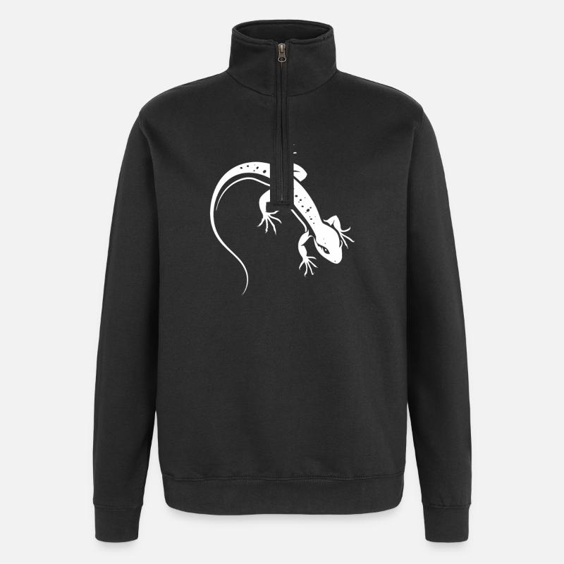 Lizard Silhouette Contrasting Salamander - Quarter-Zip Sweatshirt - black