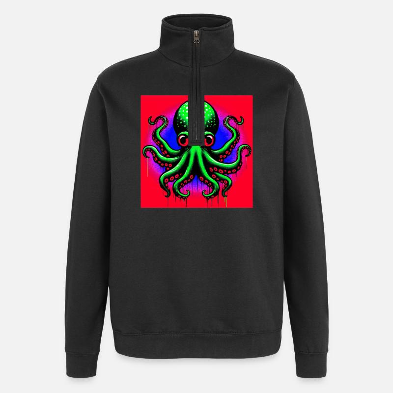 Octopus - Quarter-Zip Sweatshirt - black
