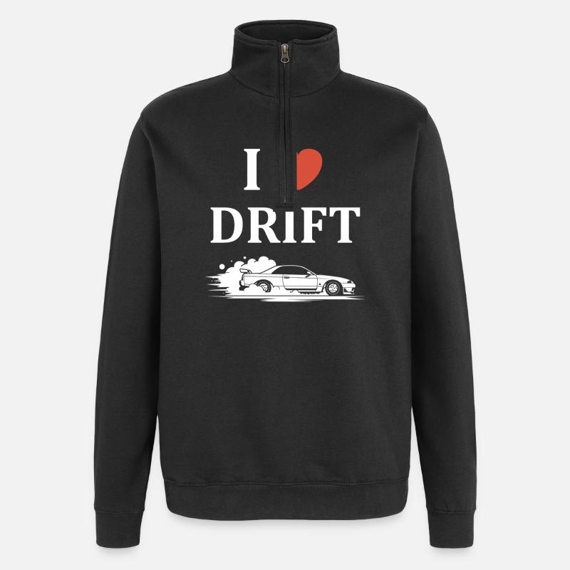 Design Voiture Drift Passionné - Sweat à zip 1/4 - noir