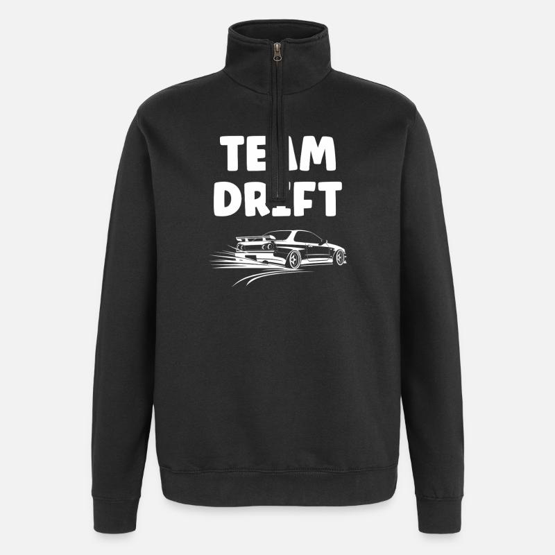 Monochrome drift car design - Quarter-Zip Sweatshirt - black