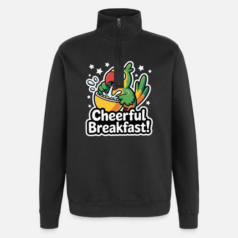 Perroquet dynamique avec un petit-déjeuner joyeux - Sweat à zip 1/4 - noir