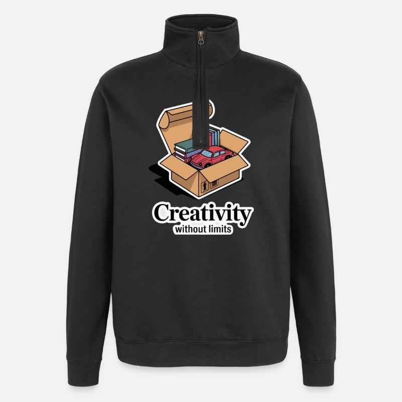 Bücher und Auto im Kartondesign - Quarter-Zip-Sweatshirt - Schwarz