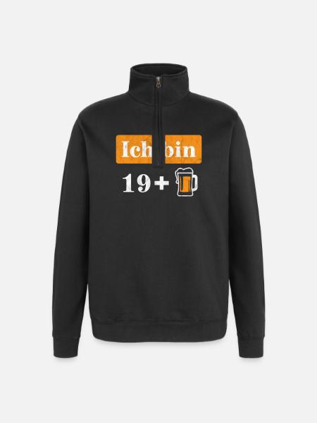 I'm 19 plus beer 20th birthday - Quarter-Zip Sweatshirt - black