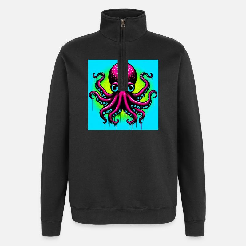Octopus - Quarter-Zip Sweatshirt - black