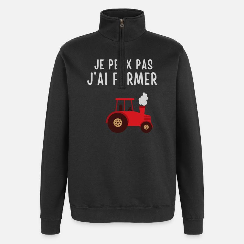 Humorous farmer in tractor - Quarter-Zip Sweatshirt - black