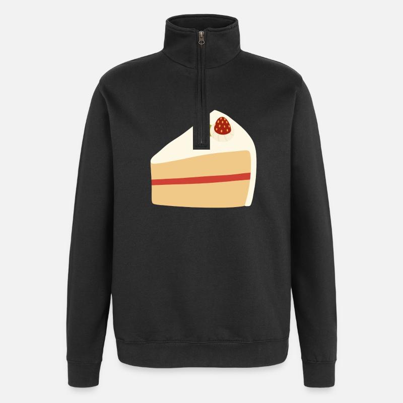Erdbeer-Sahnetorte Illustration - Quarter-Zip-Sweatshirt - Schwarz