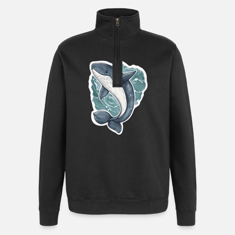 baleine - Sweat à zip 1/4 - noir