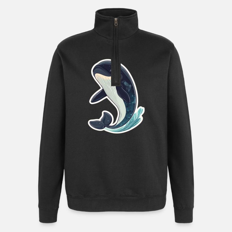 baleine - Sweat à zip 1/4 - noir