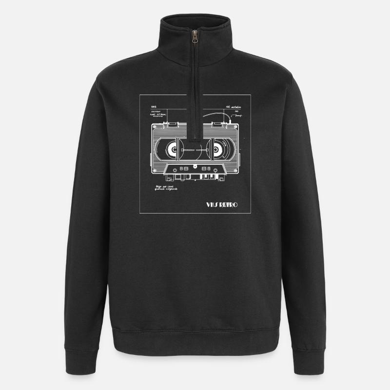 Retro VHS Cassette Tape Illustration - Quarter-Zip Sweatshirt - black