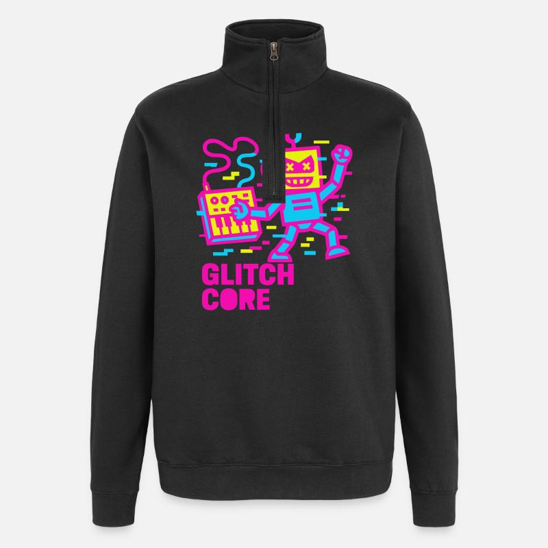 Glitchcore ! - Sweat à zip 1/4 - noir