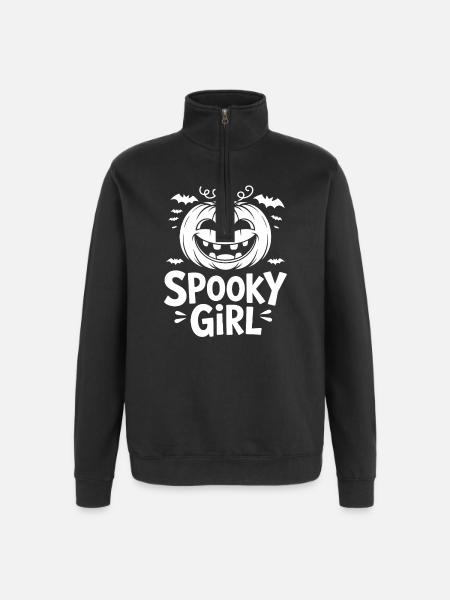 Masque citrouille effrayant pour Halloween - Sweat à zip 1/4 - noir