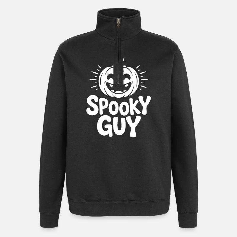 Laughing Pumpkin Halloween Design - Quarter-Zip Sweatshirt - black