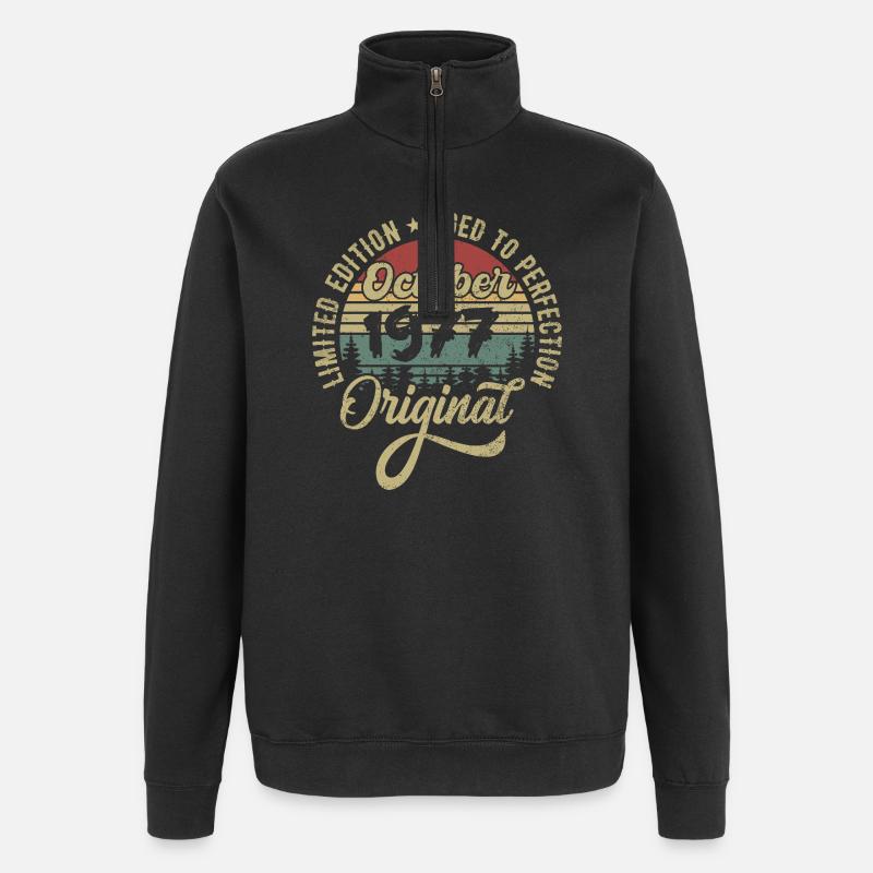 october 1977 anniversary october 1977 october - Quarter-Zip Sweatshirt - black