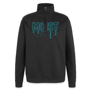 feucht - Quarter-Zip-Sweatshirt - Schwarz - Vorne - AI Model Female 172 light (172cm) & AI Model Male 178 dark (178cm)