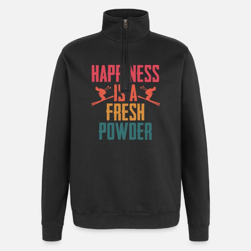 Ski Skifahrer Wintersport - Quarter-Zip-Sweatshirt - Schwarz