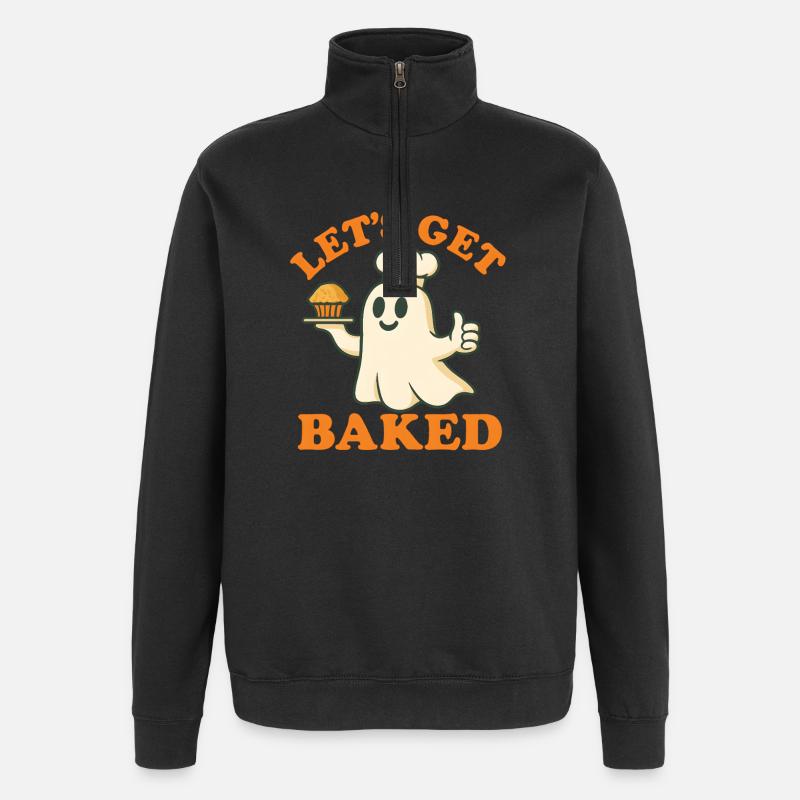 Allons cuisiner – Ghost Baker - Sweat à zip 1/4 - noir
