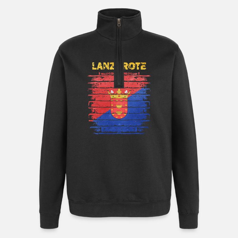 Lanzarote flag design with wave pattern - Quarter-Zip Sweatshirt - black