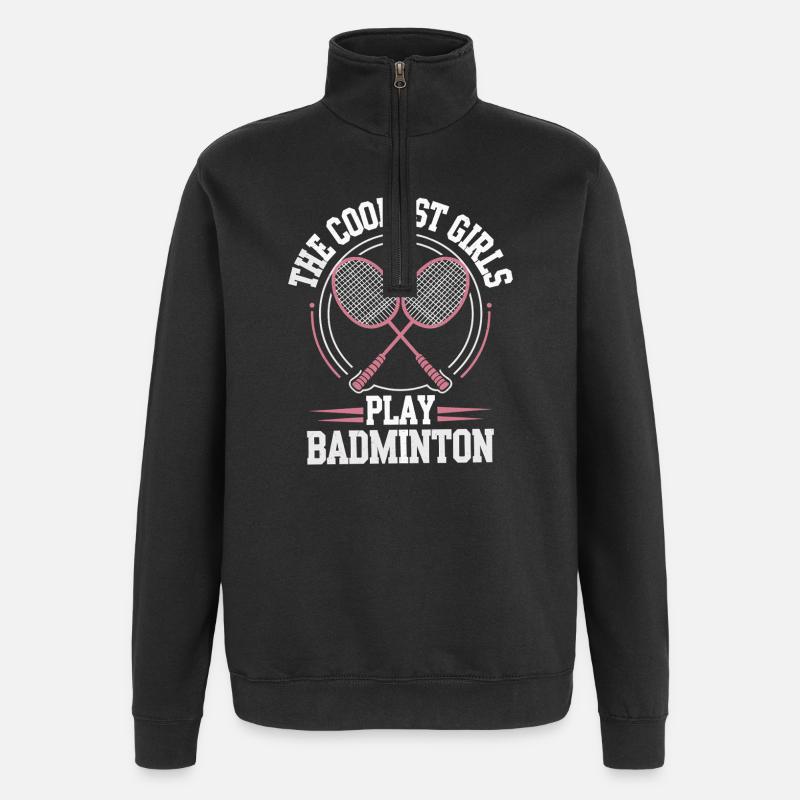 Conception de fille de badminton - Sweat à zip 1/4 - noir