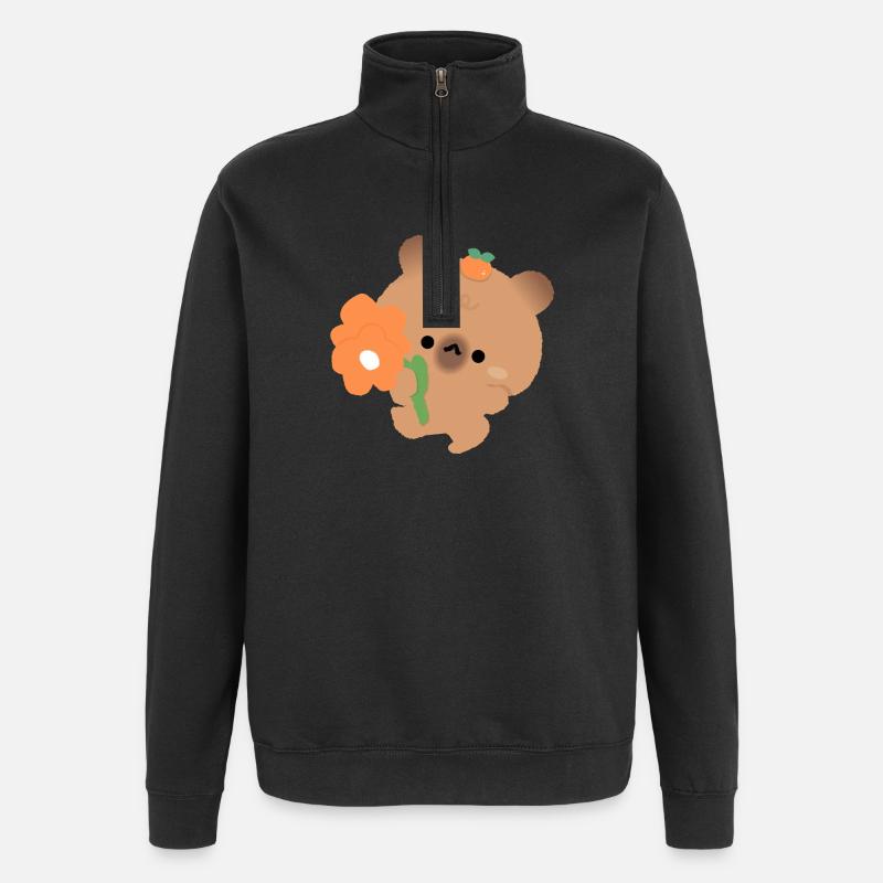 Romantic Capybara - Quarter-Zip Sweatshirt - black