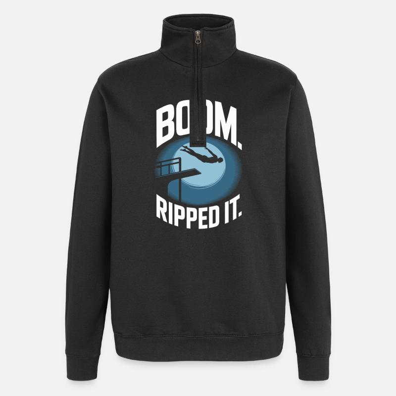 Kunstspringen Turmspringer Sprungbrett - Quarter-Zip-Sweatshirt - Schwarz