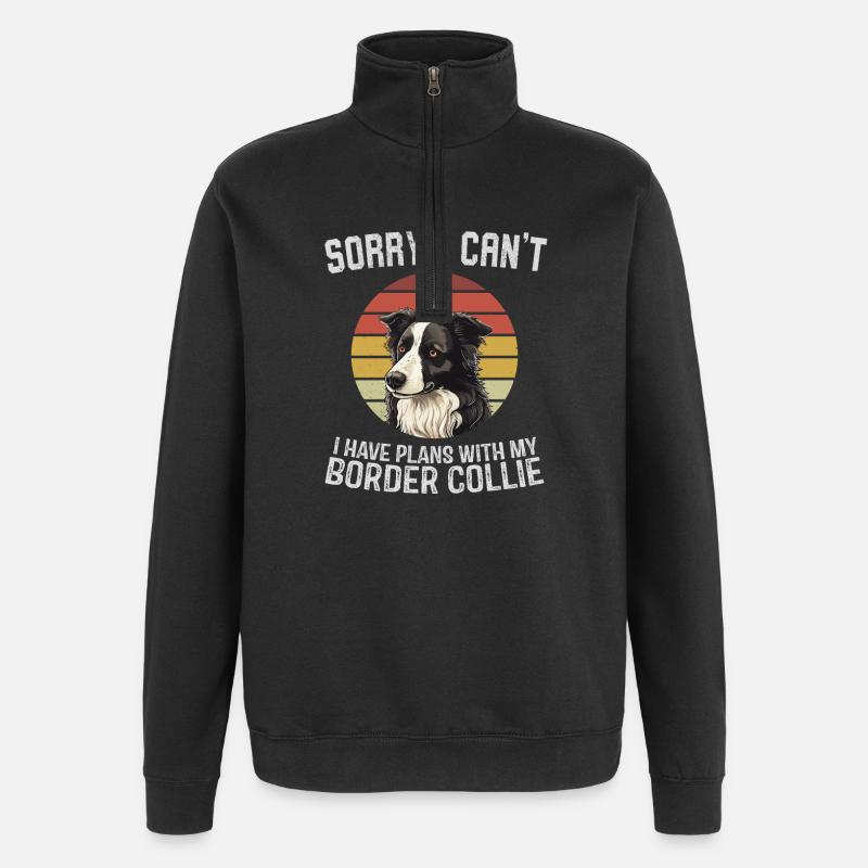 Border Collie Humour Design Rétro - Sweat à zip 1/4 - noir