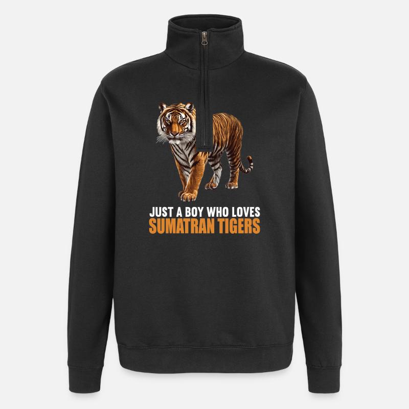 Sumatran tiger - Quarter-Zip Sweatshirt - black