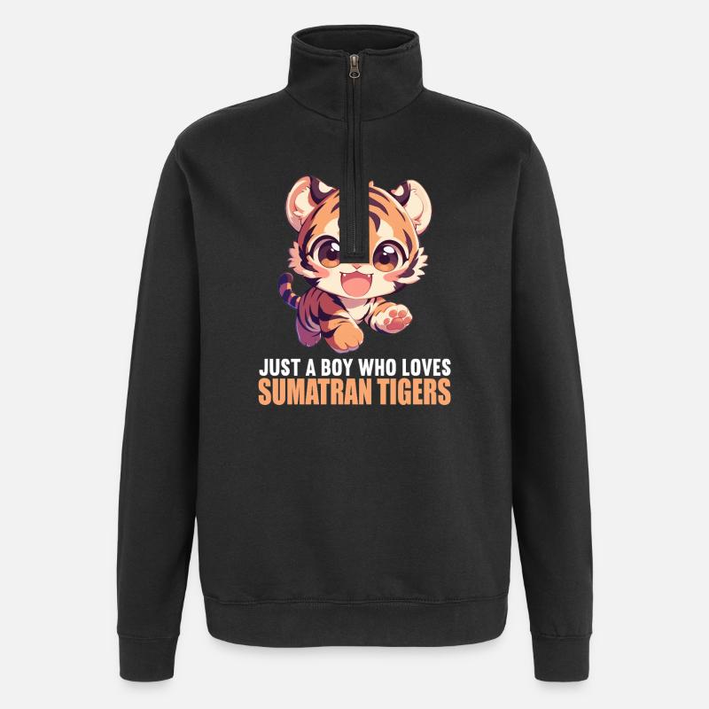 Sumatran tiger - Quarter-Zip Sweatshirt - black