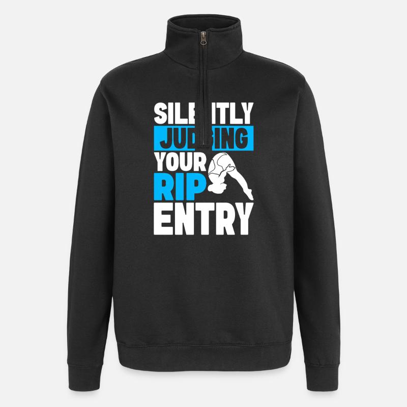 Kunstspringen Turmspringer Sprungbrett - Quarter-Zip-Sweatshirt - Schwarz