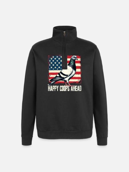 Colombophiles Happy Coops Ahead - Sweat à zip 1/4 - noir