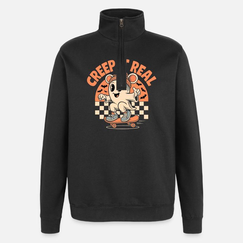 Creep It Real Ghost Skateboard - Sweat à zip 1/4 - noir