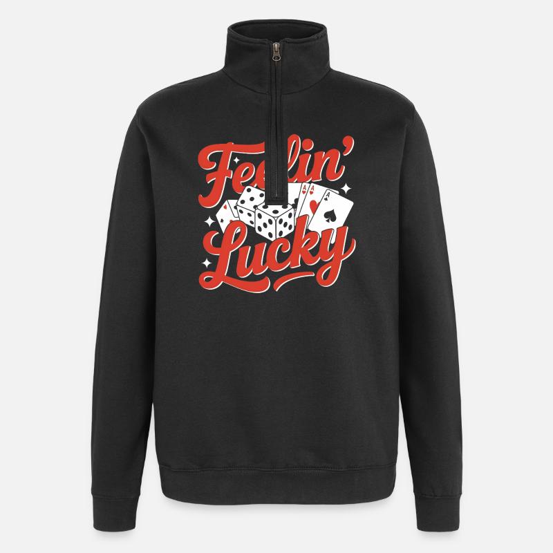 Feelin Glückswürfelkarten-Design - Quarter-Zip-Sweatshirt - Schwarz