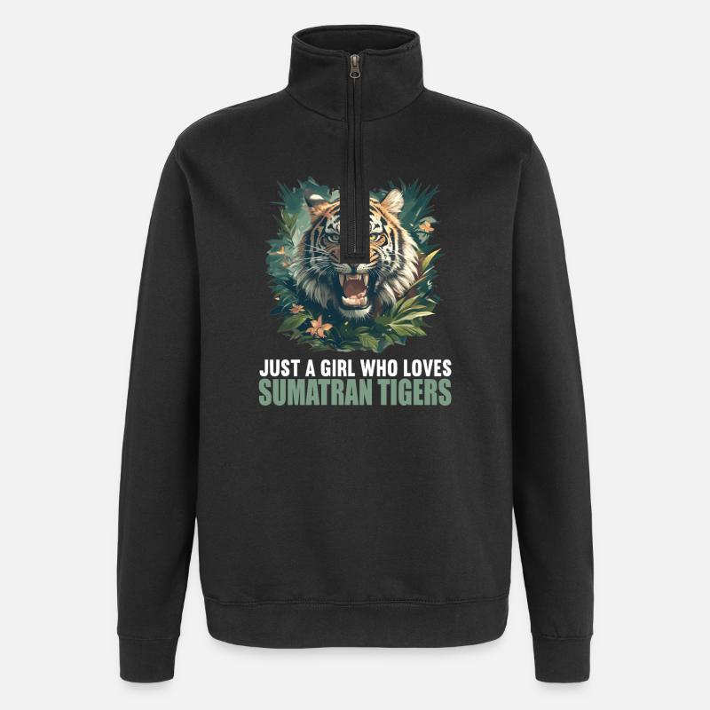 Sumatran tiger - Quarter-Zip Sweatshirt - black