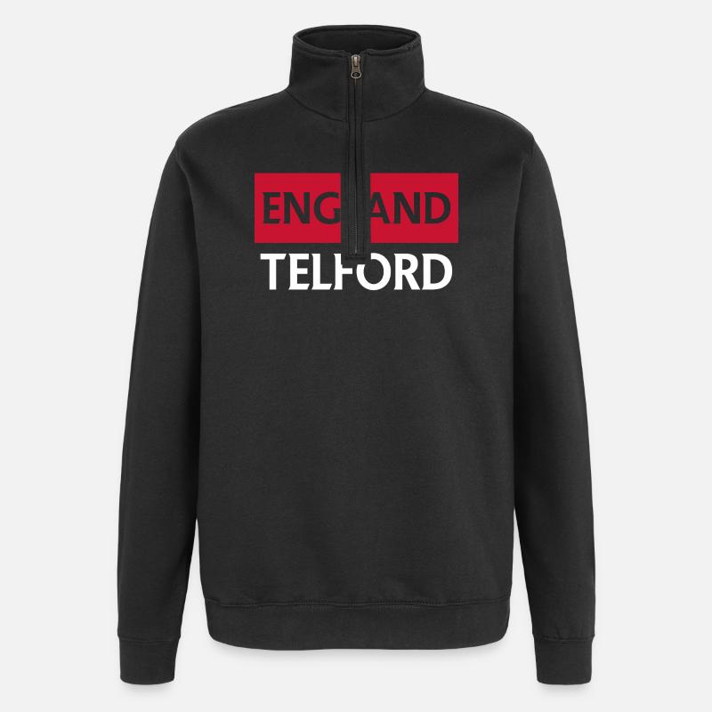 Englische Wimpel mit Telford-Text - Quarter-Zip-Sweatshirt - Schwarz