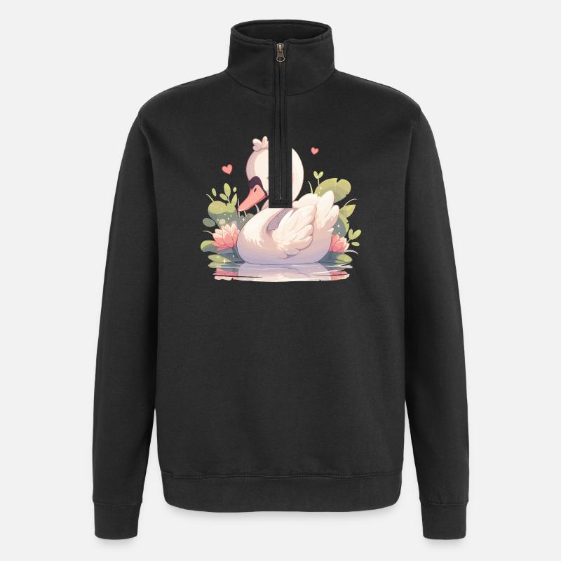 Schwäne Schwan - Quarter-Zip-Sweatshirt - Schwarz