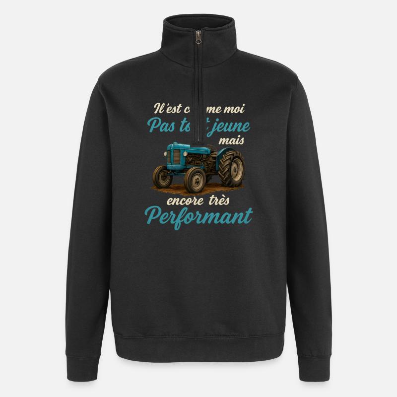 Tractor Farmer Humor - Quarter-Zip Sweatshirt - black
