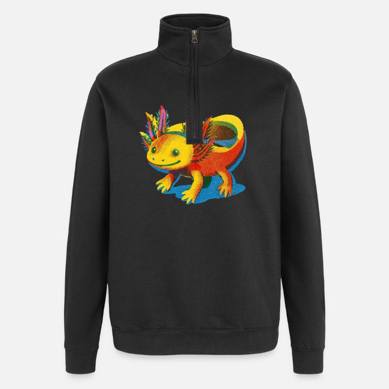 Conception d’axolotl arc-en-ciel vif - Sweat à zip 1/4 - noir