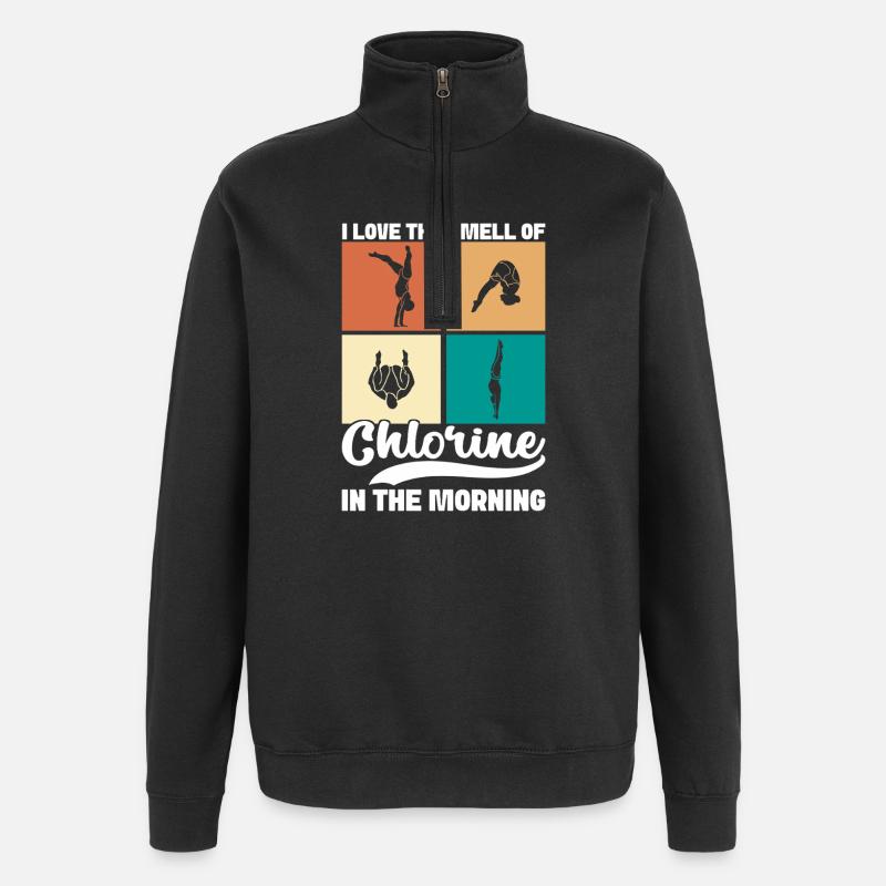 Kunstspringen Turmspringer Sprungbrett - Quarter-Zip-Sweatshirt - Schwarz