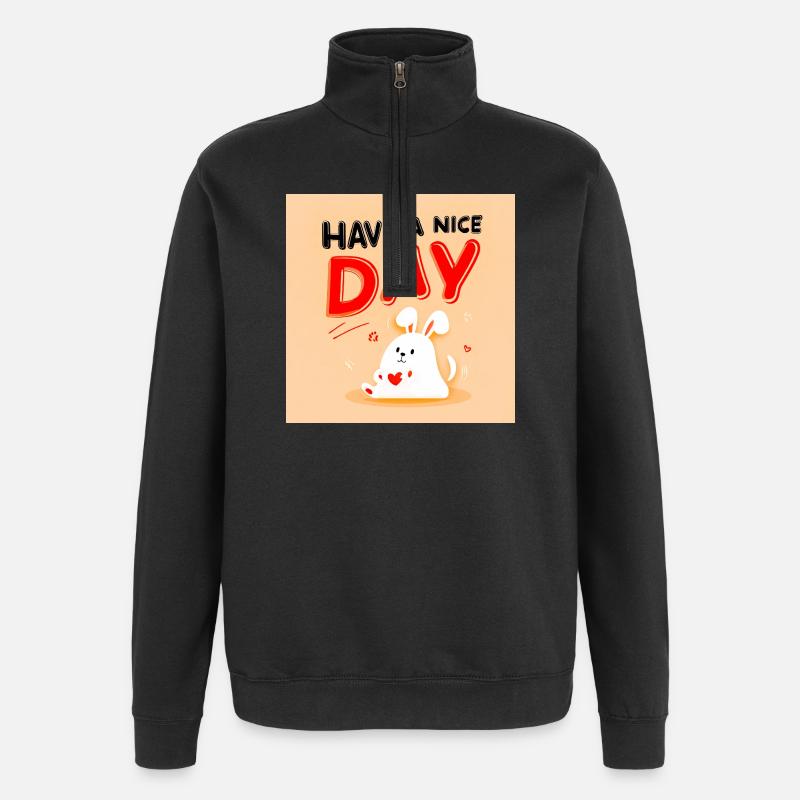Cute bunny design with positive message - Quarter-Zip Sweatshirt - black